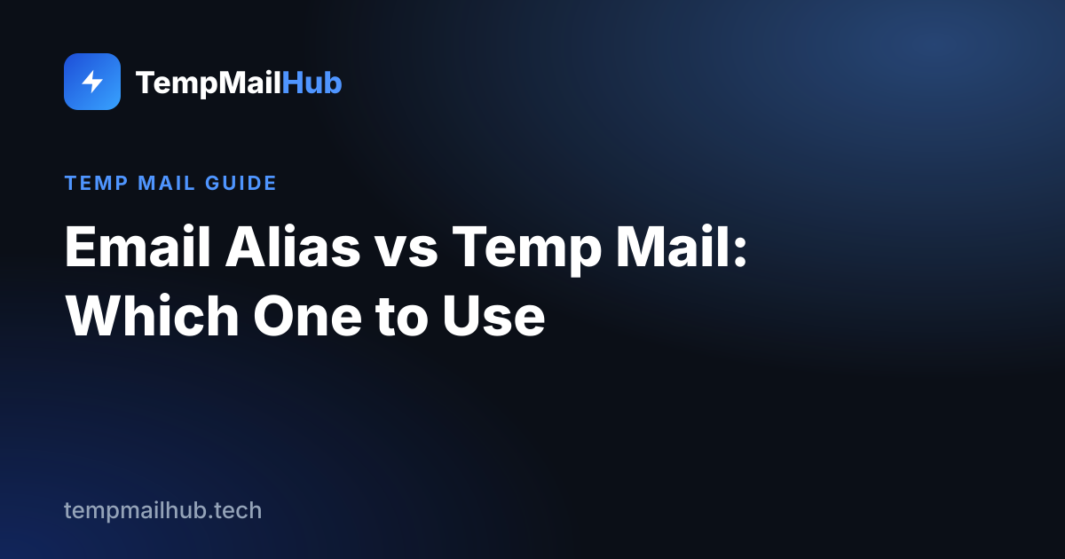 TempMailHub guide cover: Email Alias vs Temp Mail: Which One to Use
